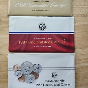 United States Mint Uncirculated Coin Set Collection 1986. 1987  1988
